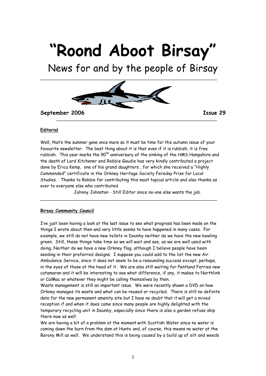 Sept 2006 Newsletter