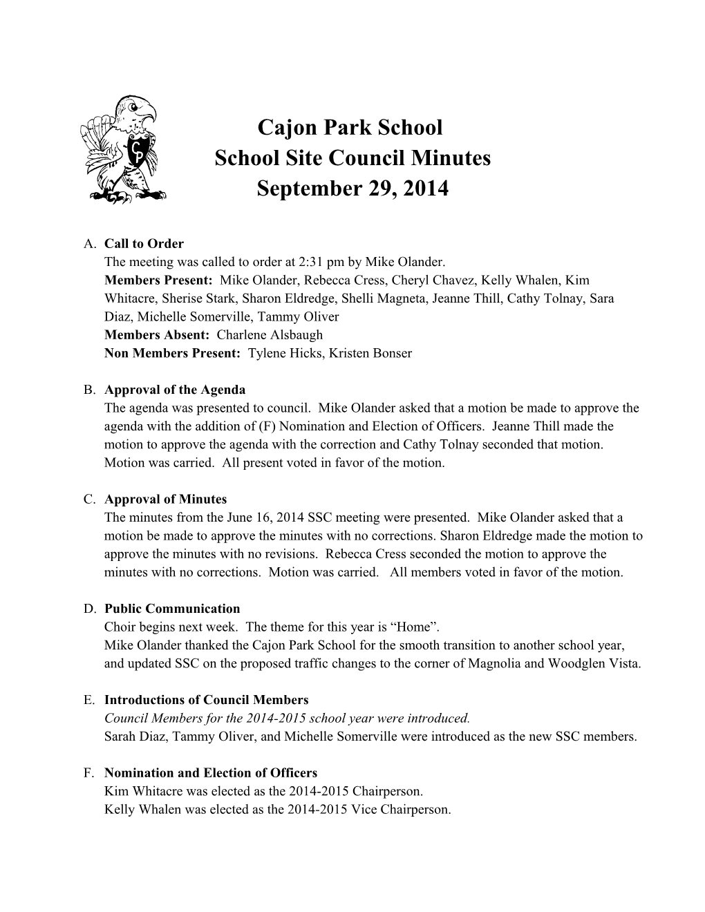 School Site Council Minutes s1