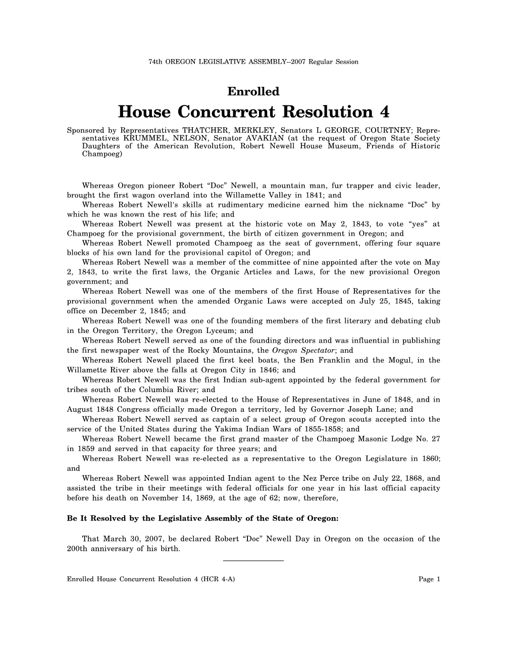 House Concurrent Resolution 4