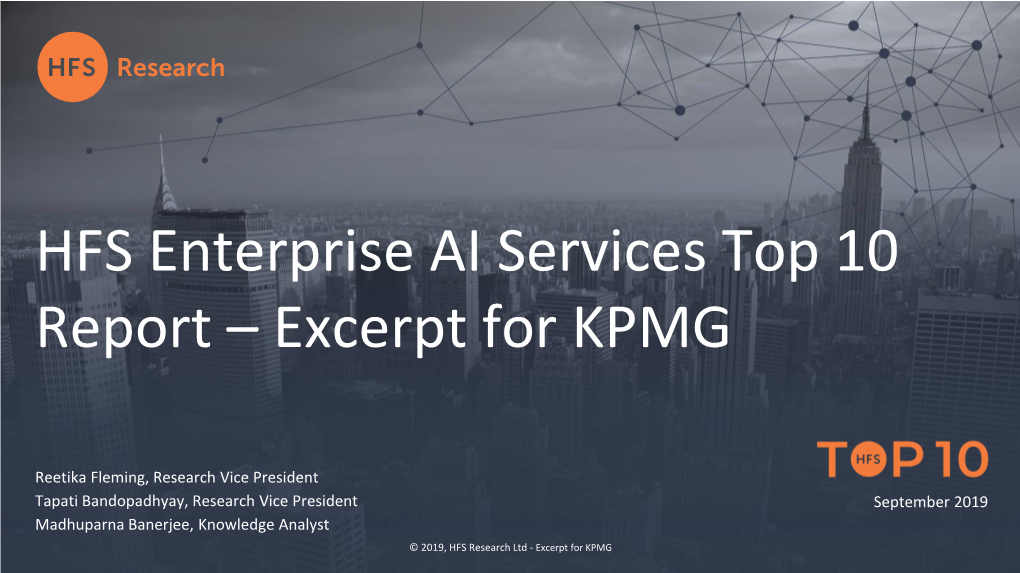 HFS Enterprise AI Services Top 10 Report – Excerpt for KPMG