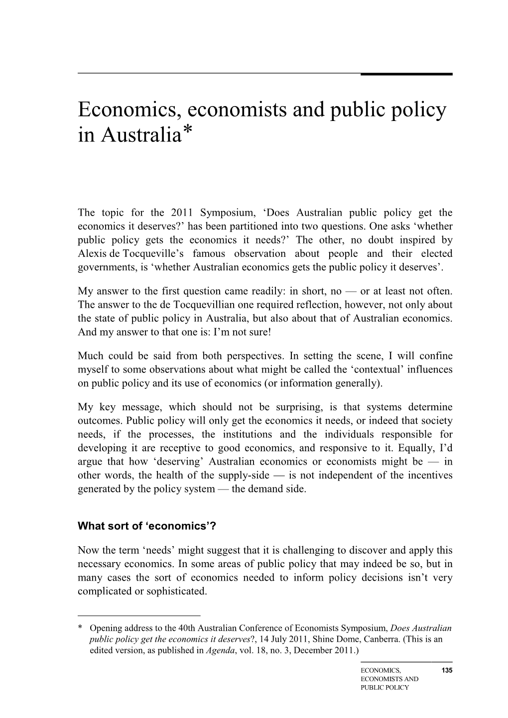 Chapter 8: Economics, Economists and Public Policy in Australia