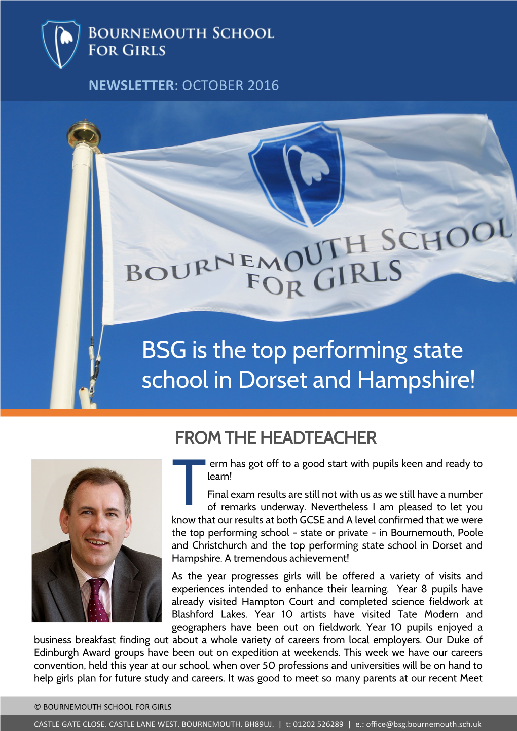 BSG Is the Top Performing State School in Dorset and Hampshire!