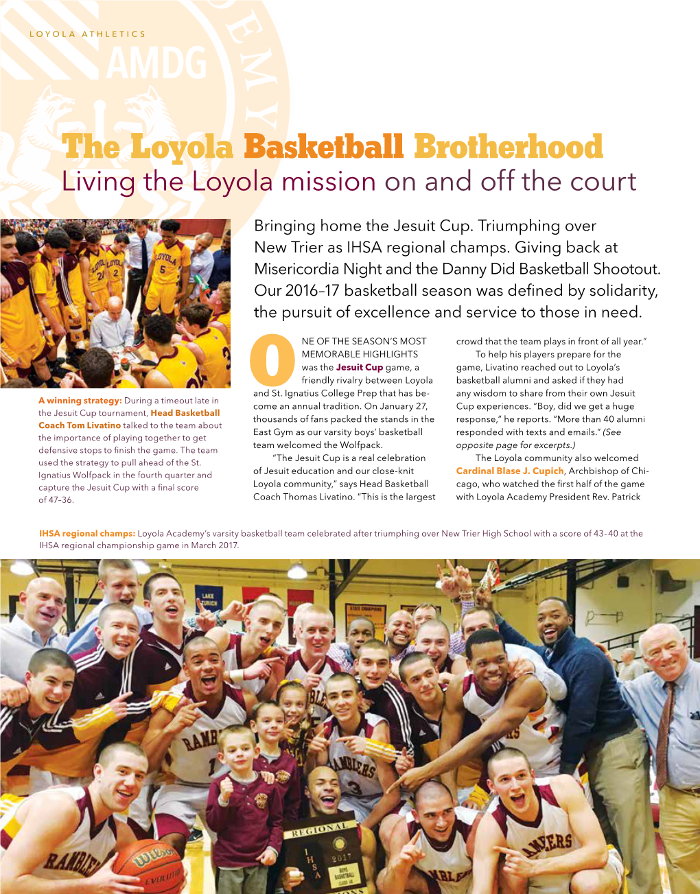 The Loyola Basketball Brotherhood Living the Loyola Mission on and Off the Court