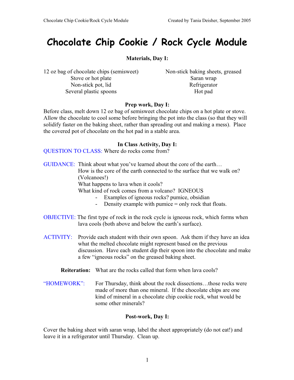 Chocolate Chip Cookie / Rock Cycle Module