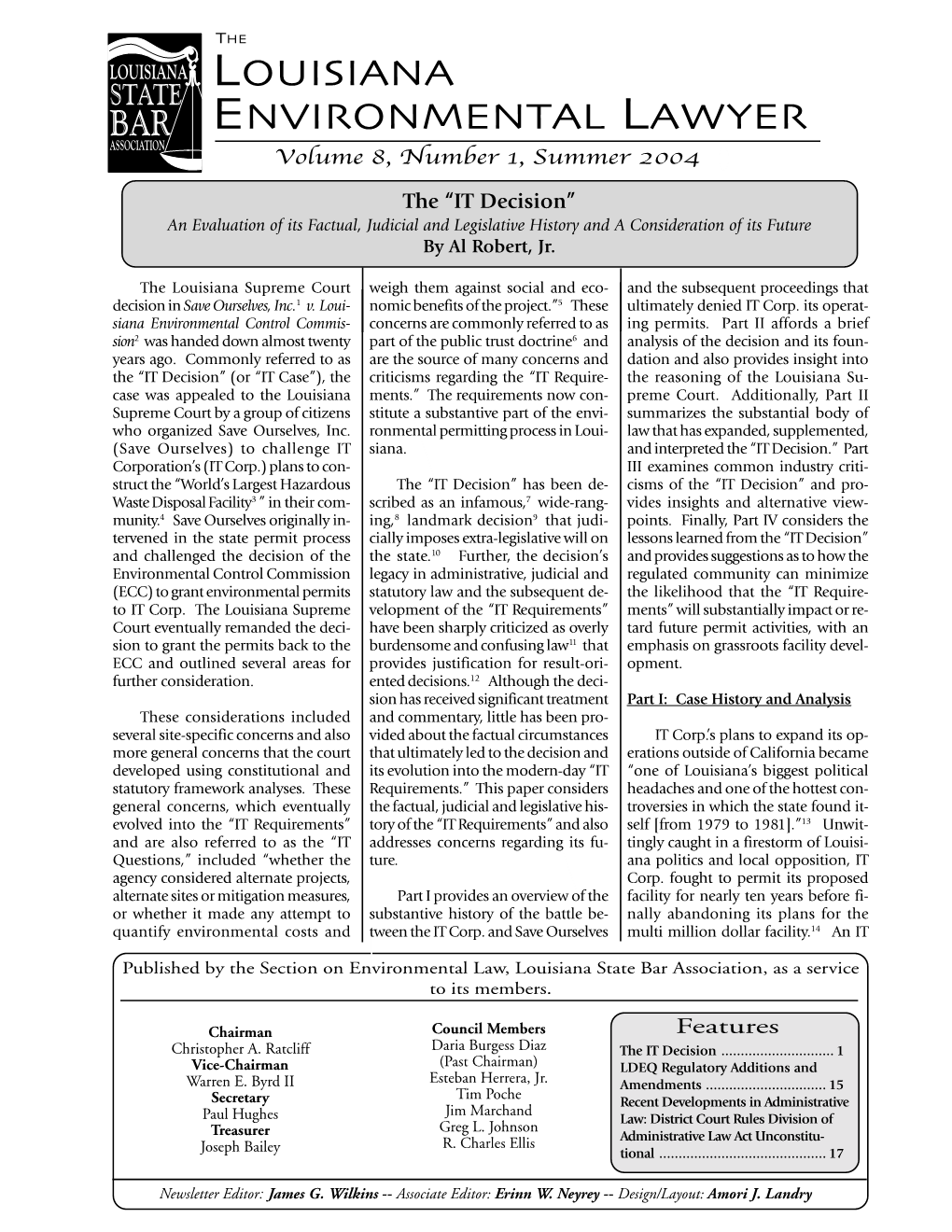 Louisiana Environmental Lawyer, Vol 8, No 1, Spring 2004