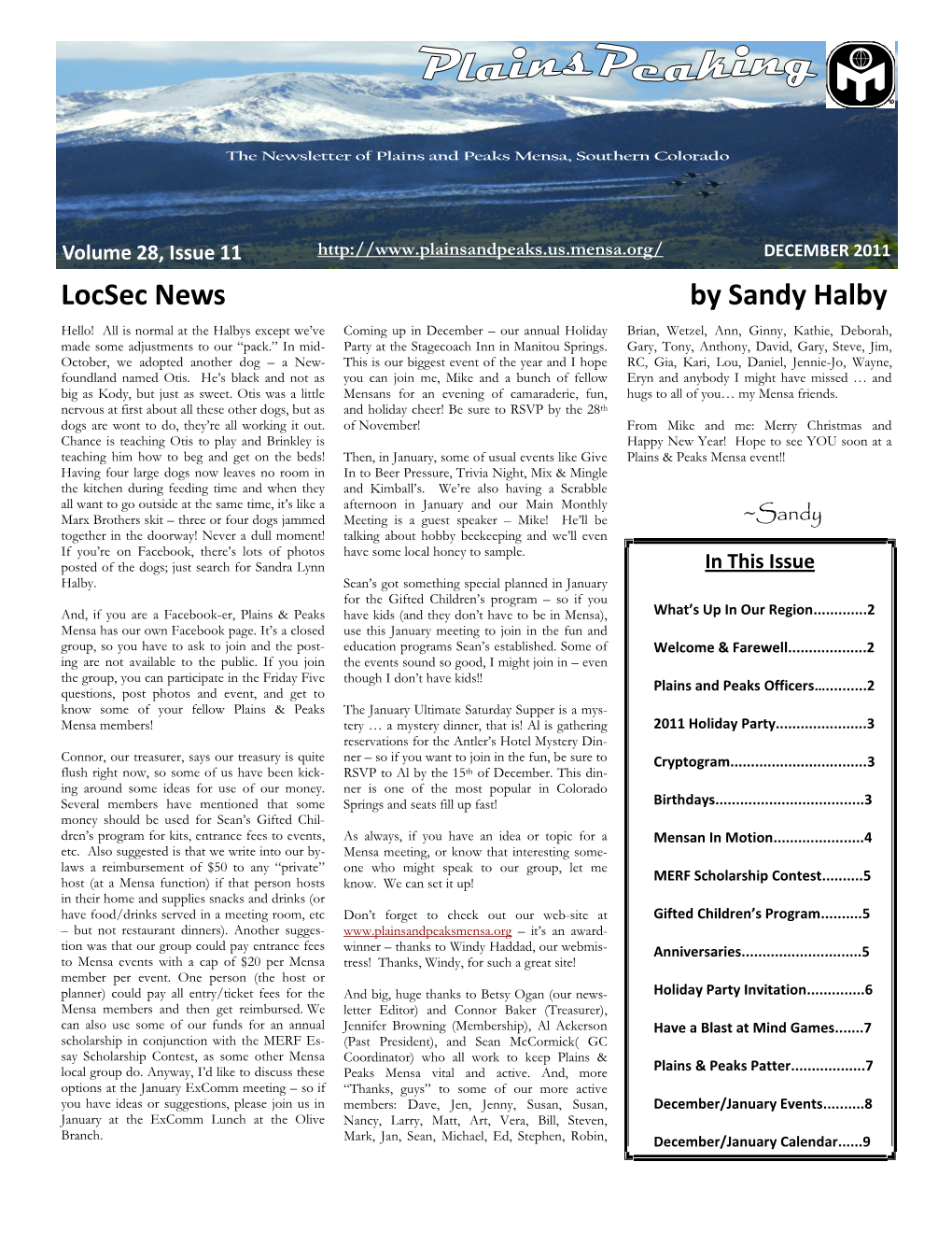 Locsec News by Sandy Halby
