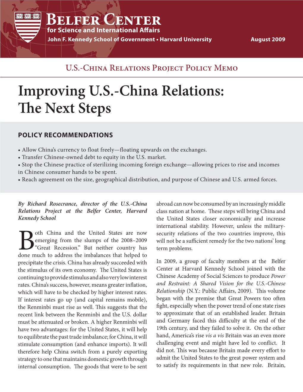 8.2009.Improving US China Relations Policy Memo.Indd