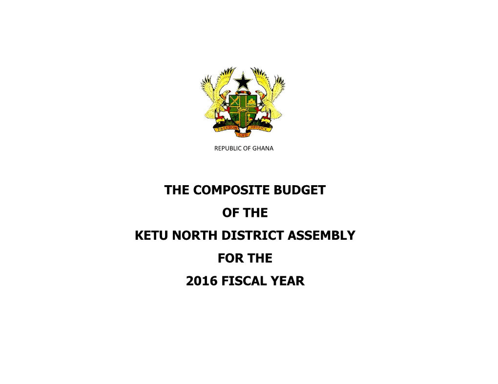 Ketu North District Assembly for the 2016 Fiscal Year