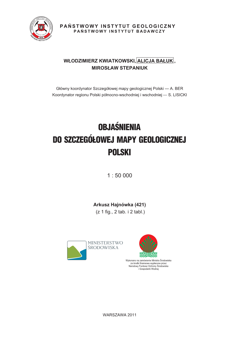 Objaœnienia Do Szczegółowej Mapy Geologicznej Polski