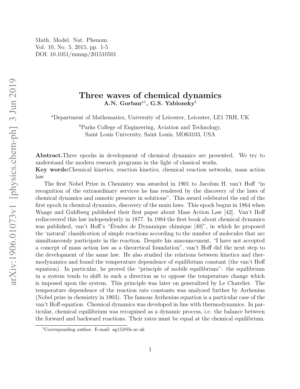 Three Waves of Chemical Dynamics