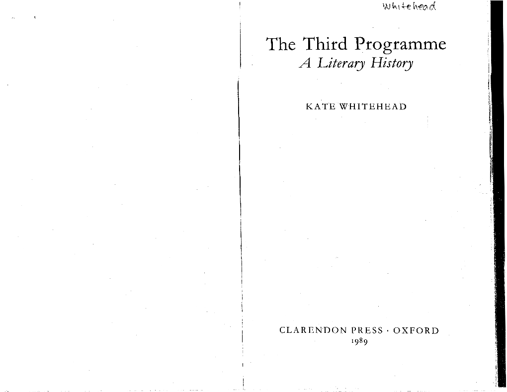 The Third Programme a Literary History