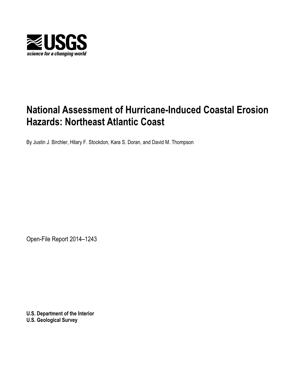 National Assessment of Hurricane-Induced Coastal Erosion Hazards: Northeast Atlantic Coast