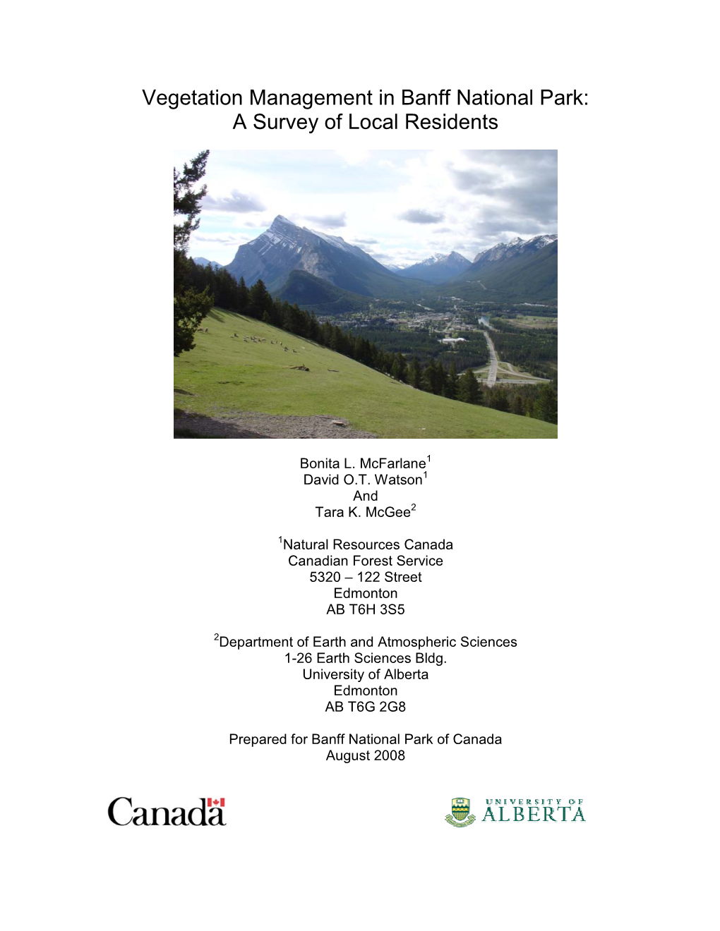 Vegetation Management in Banff National Park: a Survey of Local Residents