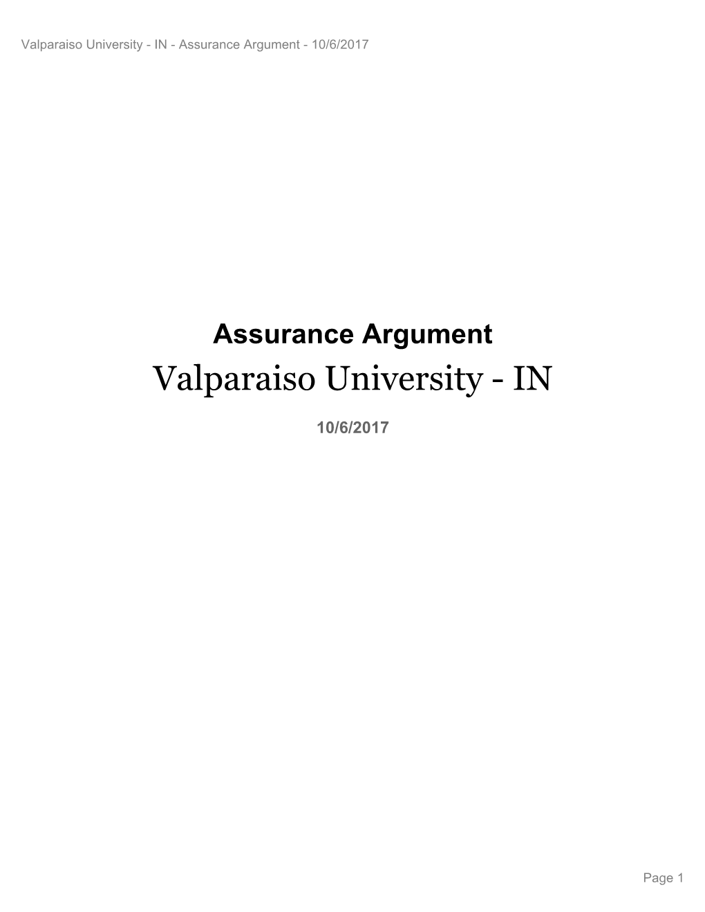 IN - Assurance Argument - 10/6/2017