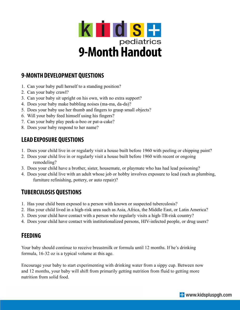 9-Month Well Child Handout