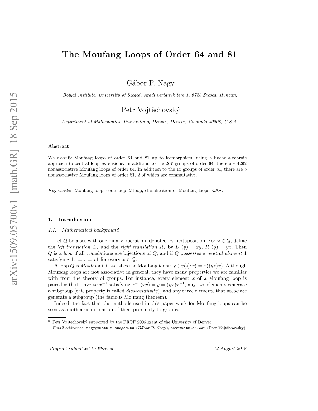 The Moufang Loops of Order 64 and 81