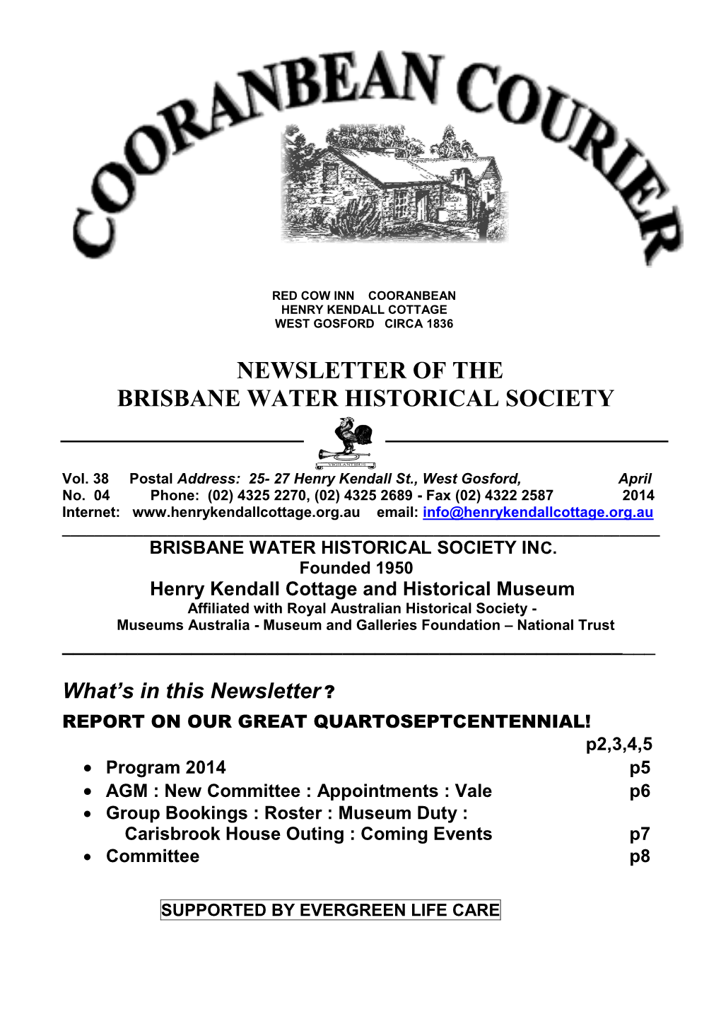 Newsletter of the Brisbane Water Historical Society