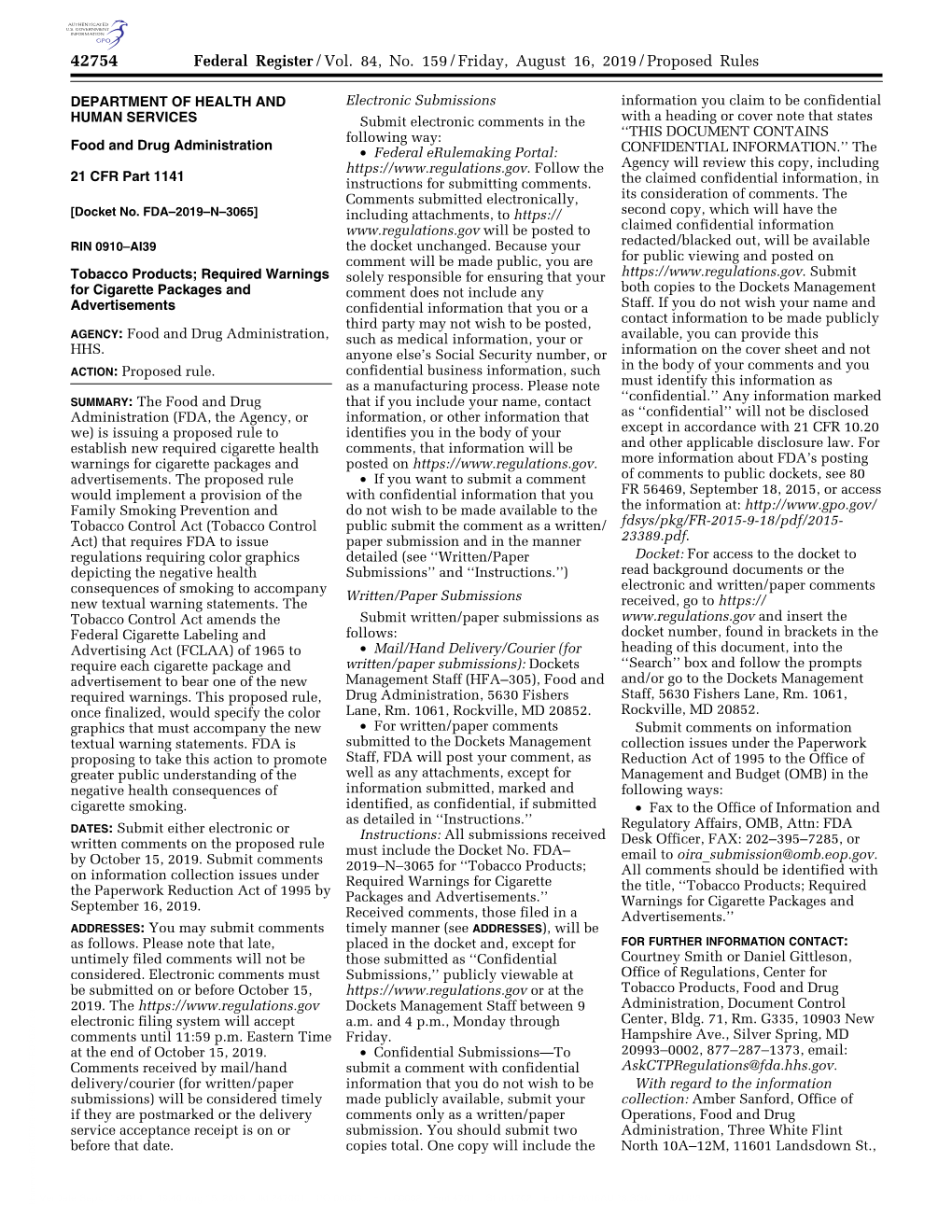 Federal Register/Vol. 84, No. 159/Friday, August 16, 2019