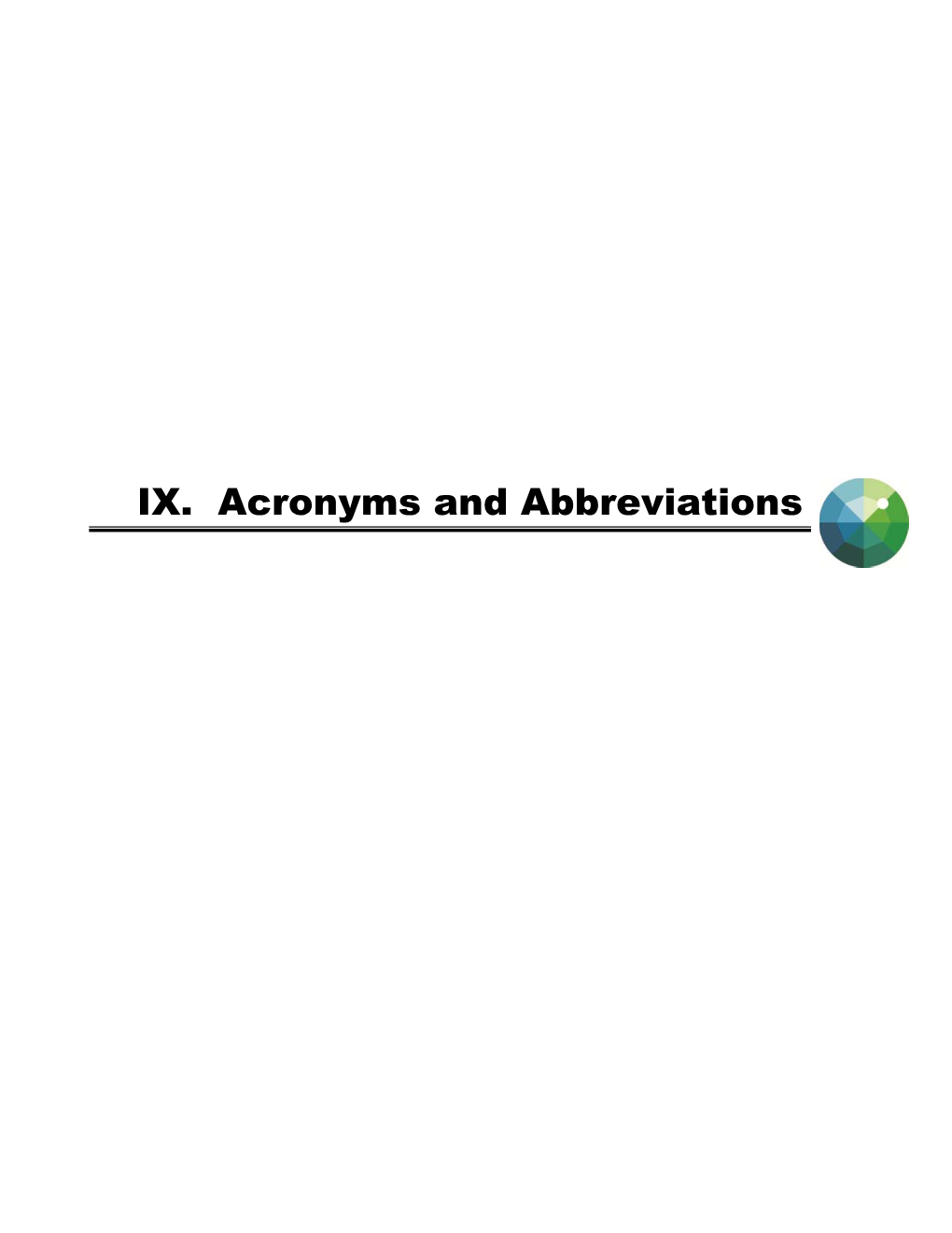 IX. Acronyms and Abbreviations