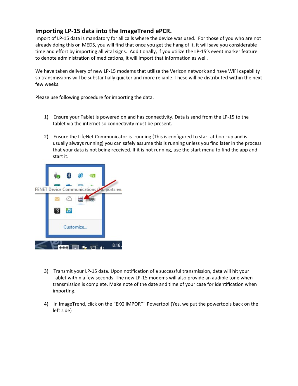 Importing LP-15 Data Into the Imagetrend Epcr