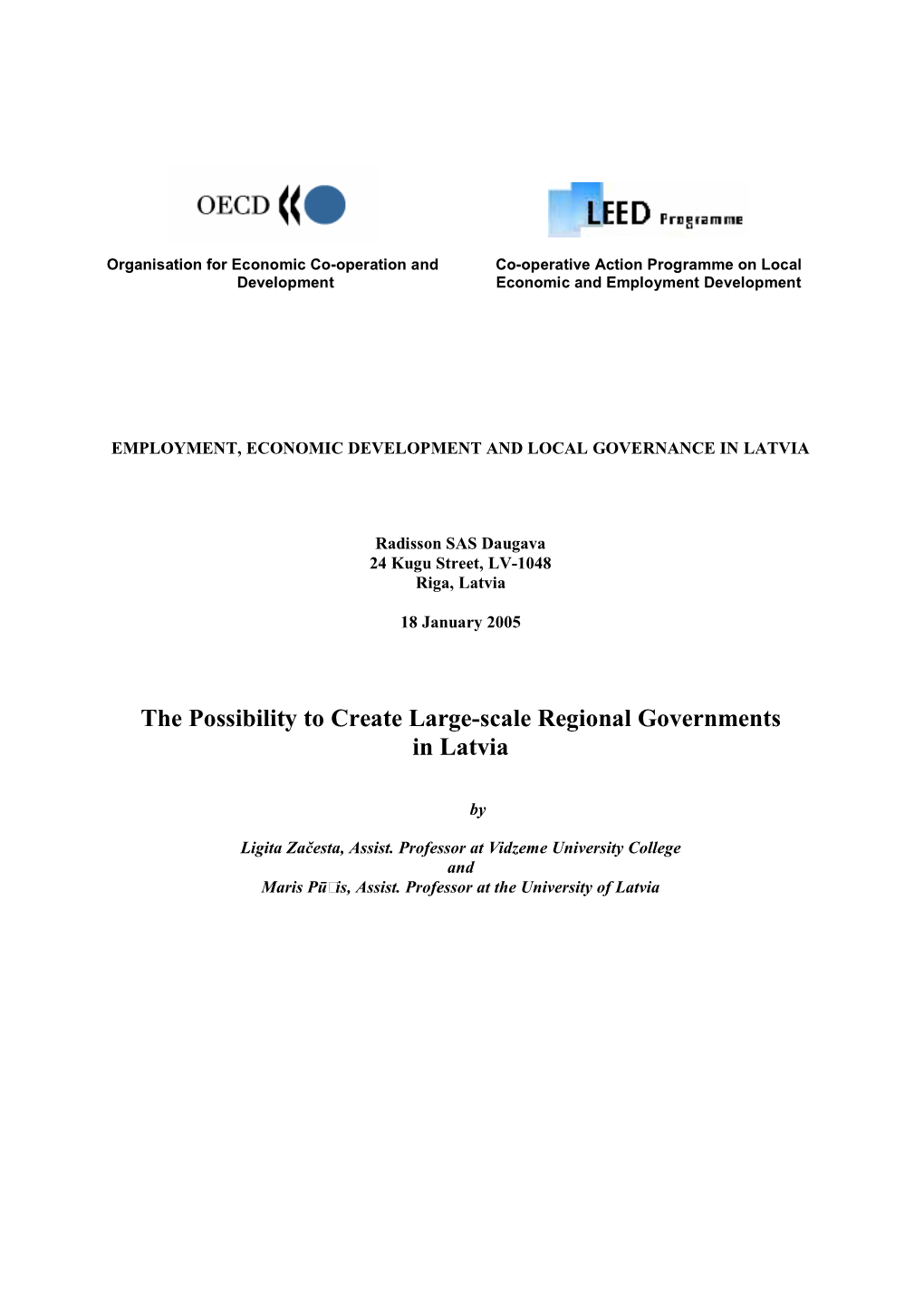 The Possibility to Create Large-Scale Regional Governments in Latvia