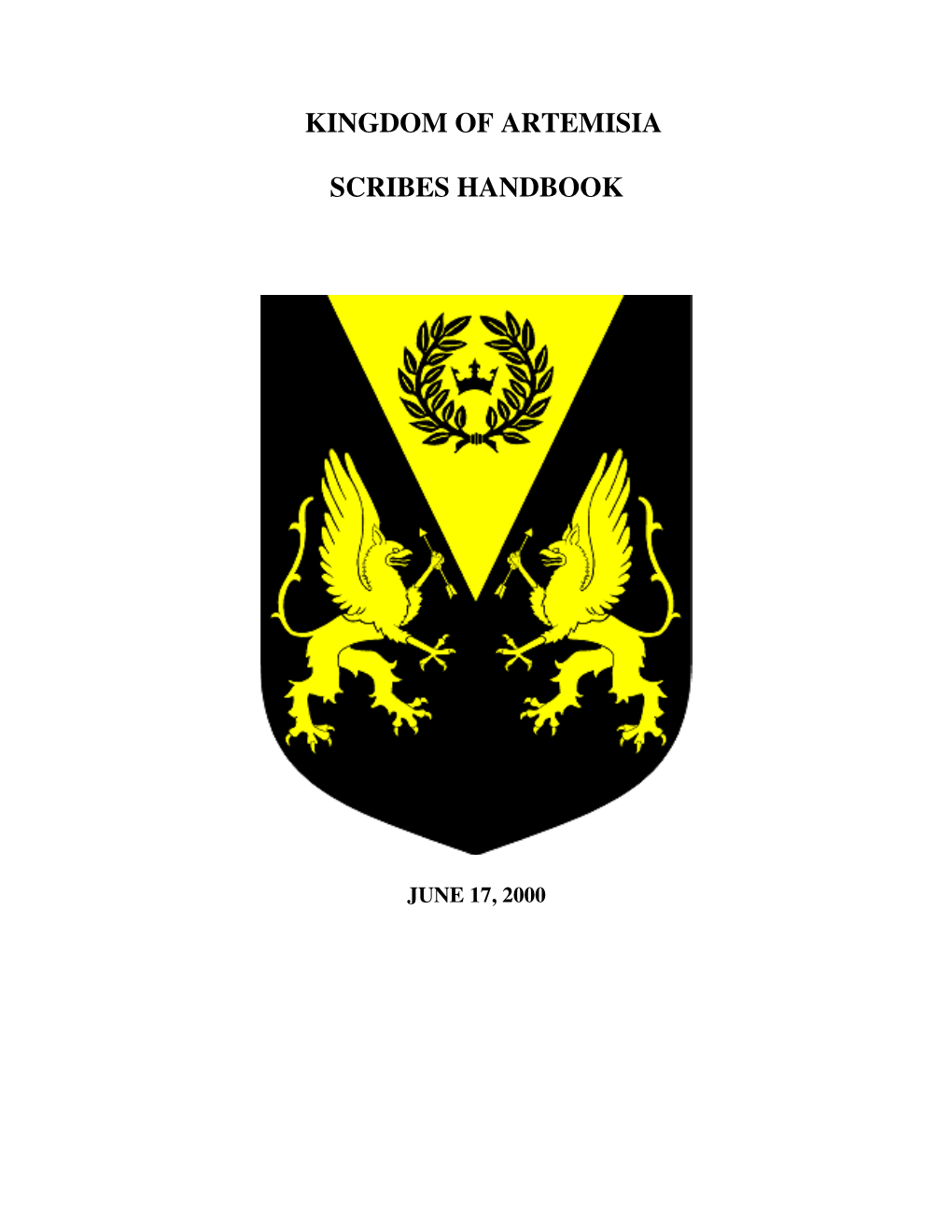 Kingdom of Artemisia Scribes Handbook