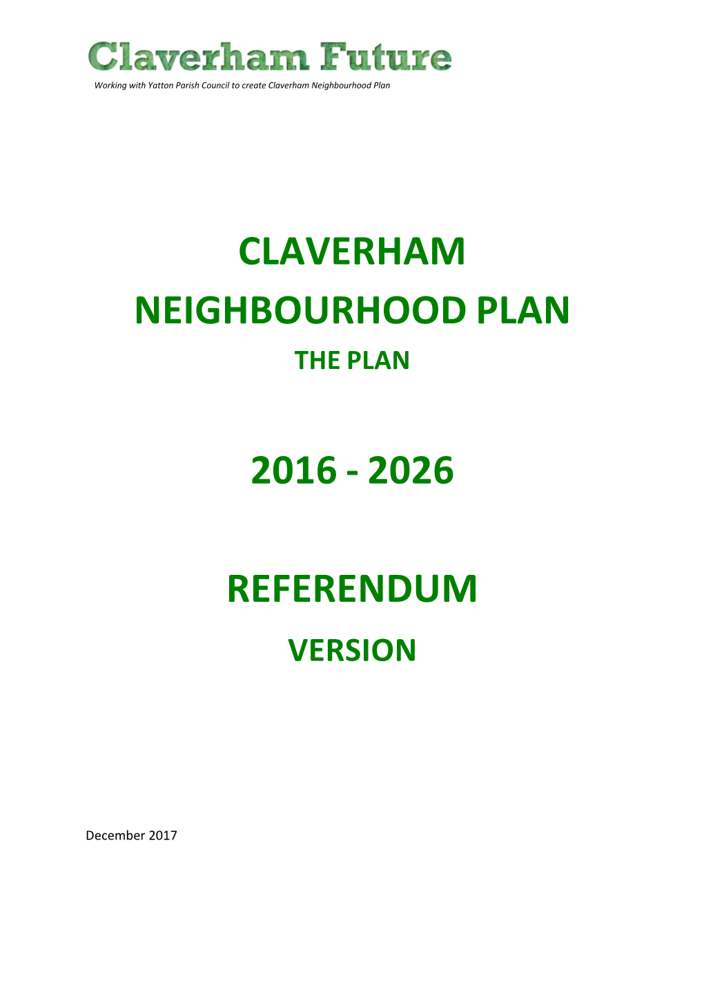 Claverham Neighbourhood Plan 2016