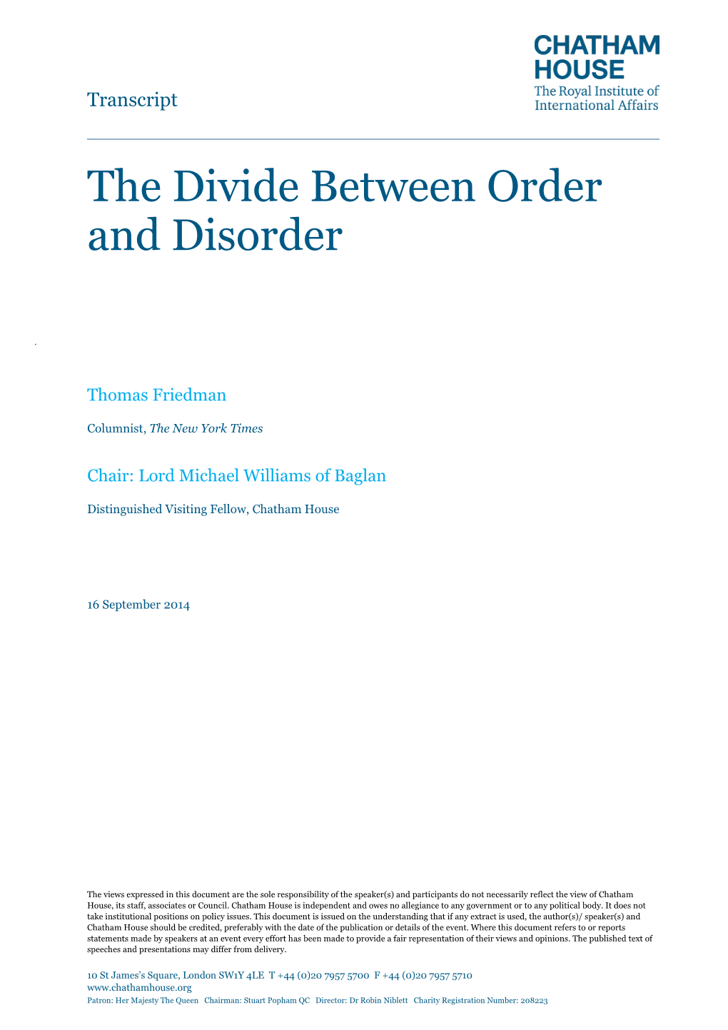 The Divide Between Order and Disorder