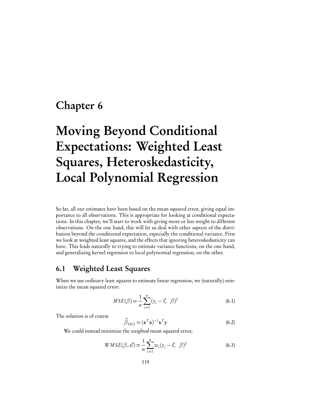 Weighted Least Squares, Heteroskedasticity, Local Polynomial Regression