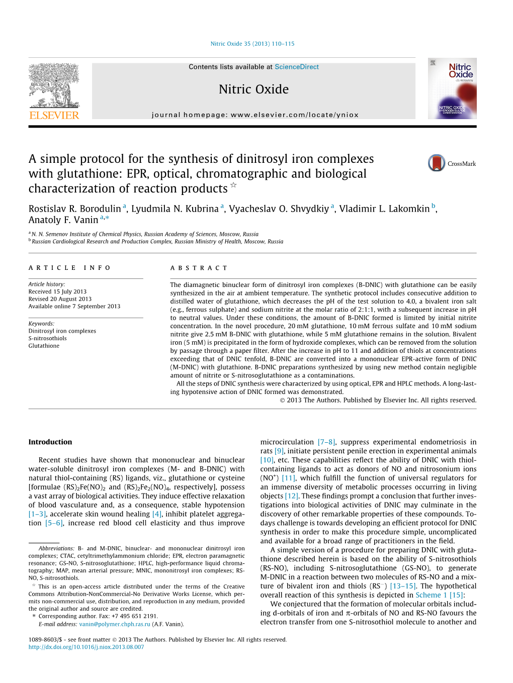 EPR, Optical, Chromatographic and Biological Characterization of Reaction Products Q