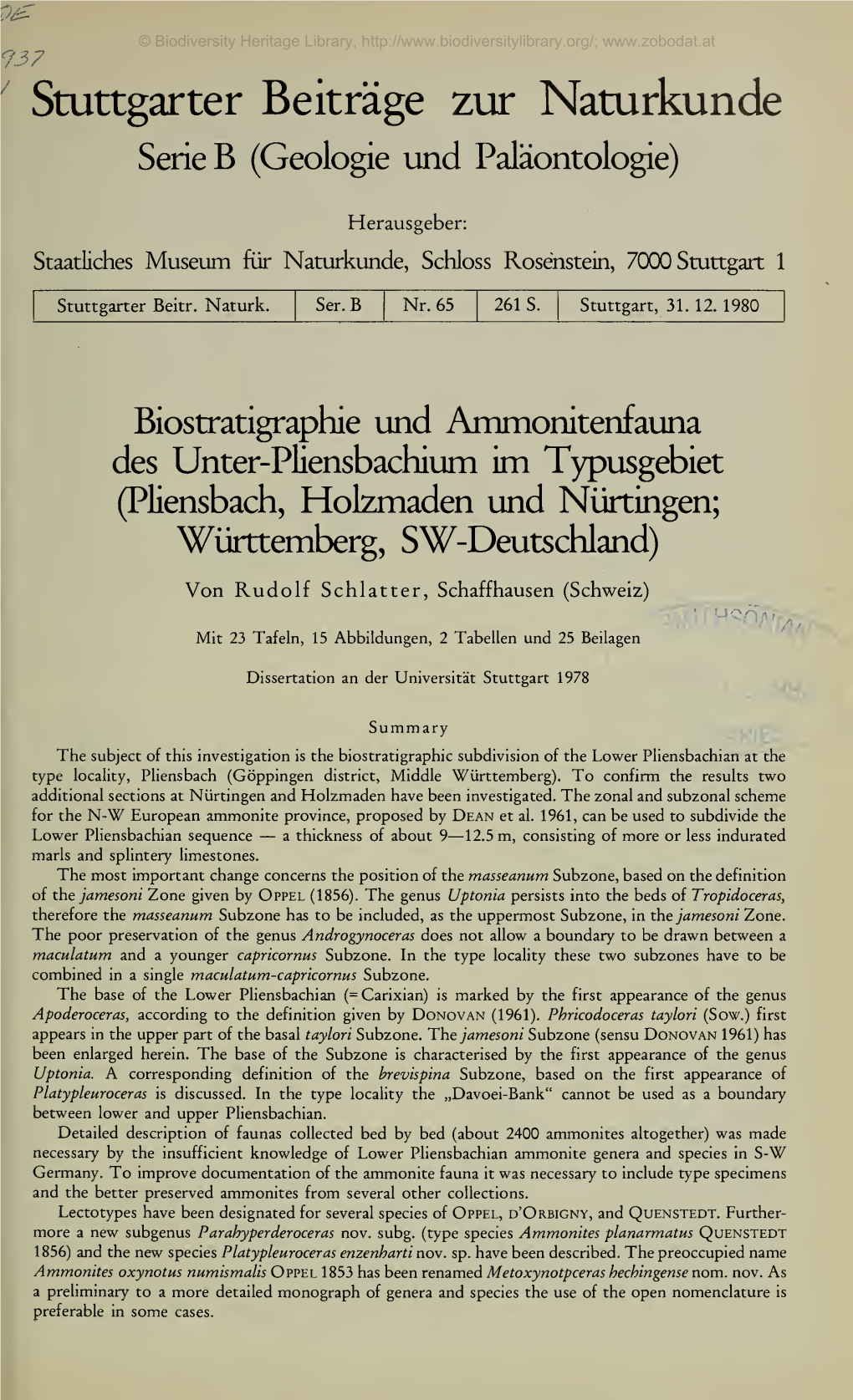 Stuttgarter Beiträge Zur Naturkunde