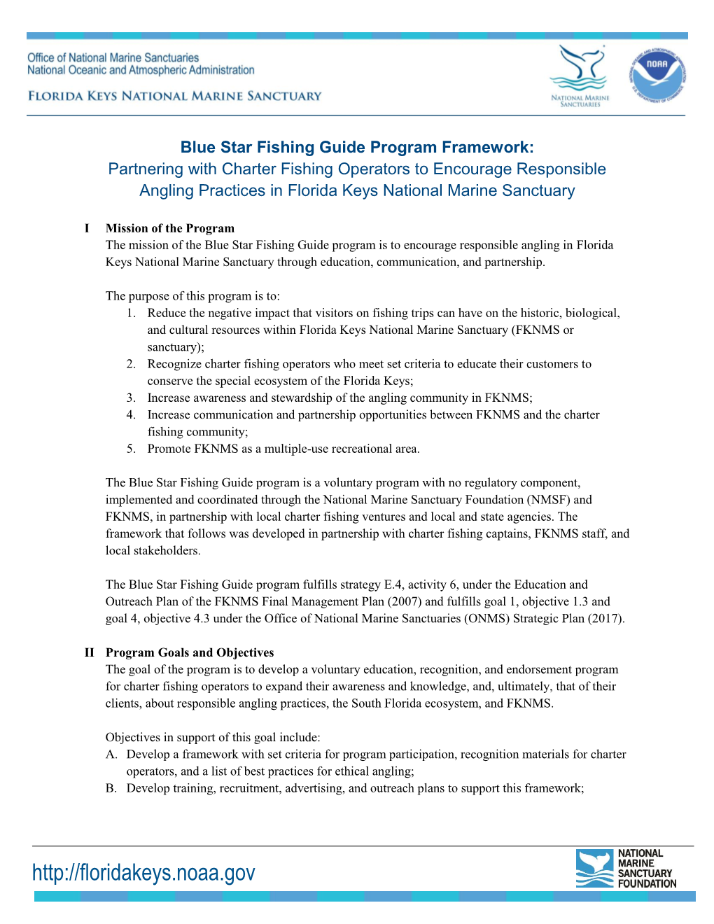 Blue Star Fishing Guide Program Framework