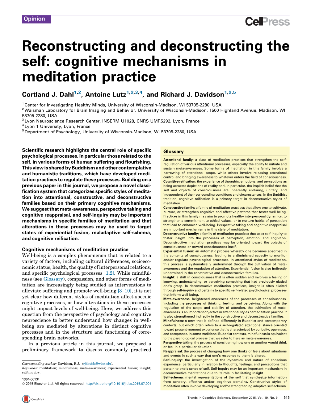 Reconstructing and Deconstructing the Self: Cognitive Mechanisms in Meditation Practice