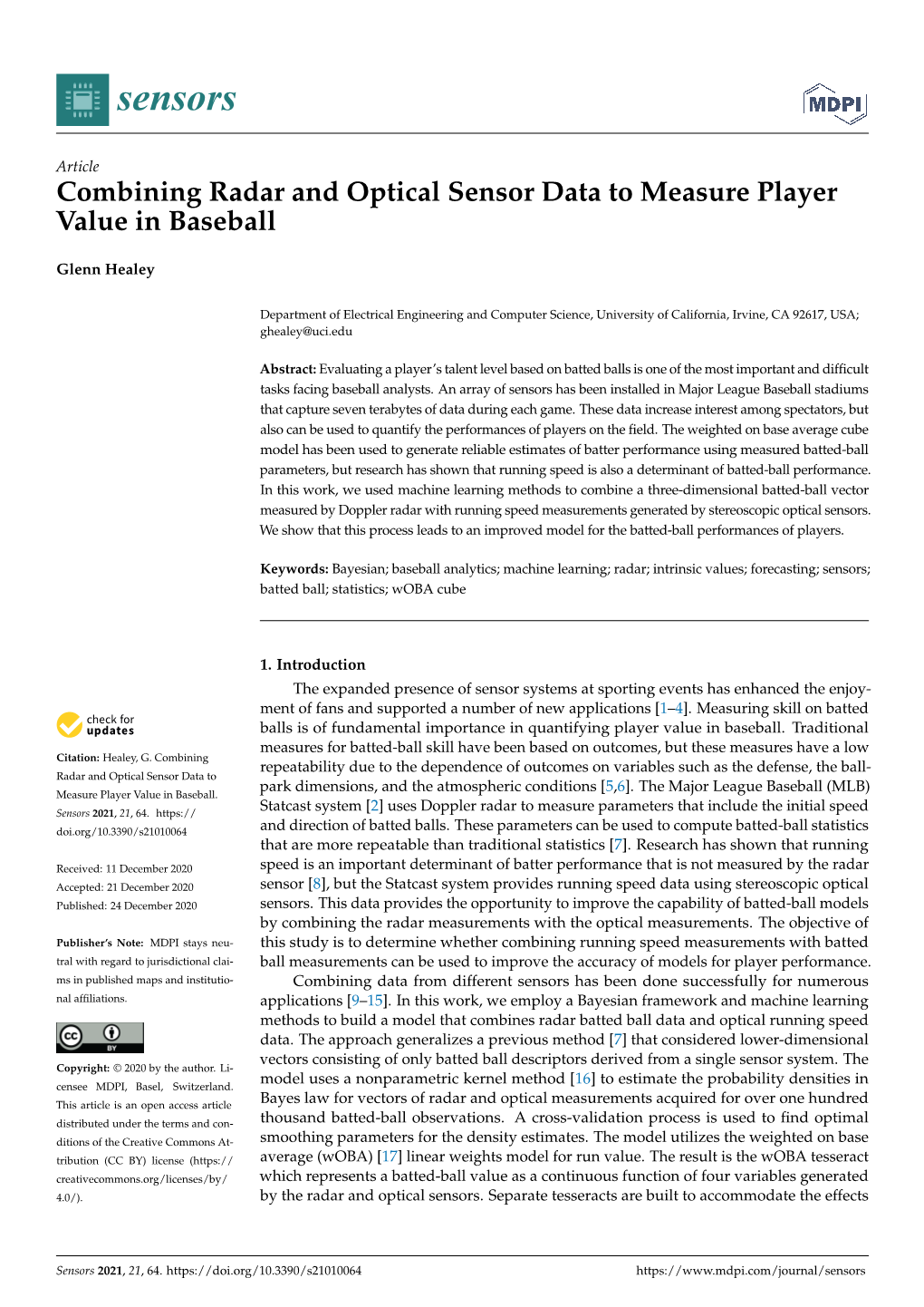 Combining Radar and Optical Sensor Data to Measure Player Value in Baseball