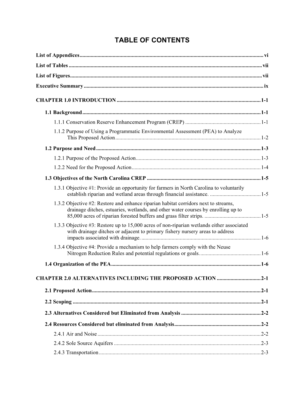 Table of Contents