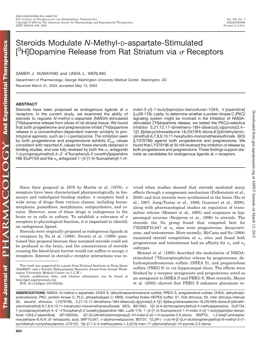 Dopamine Release from Rat Striatum Via Σ Receptors