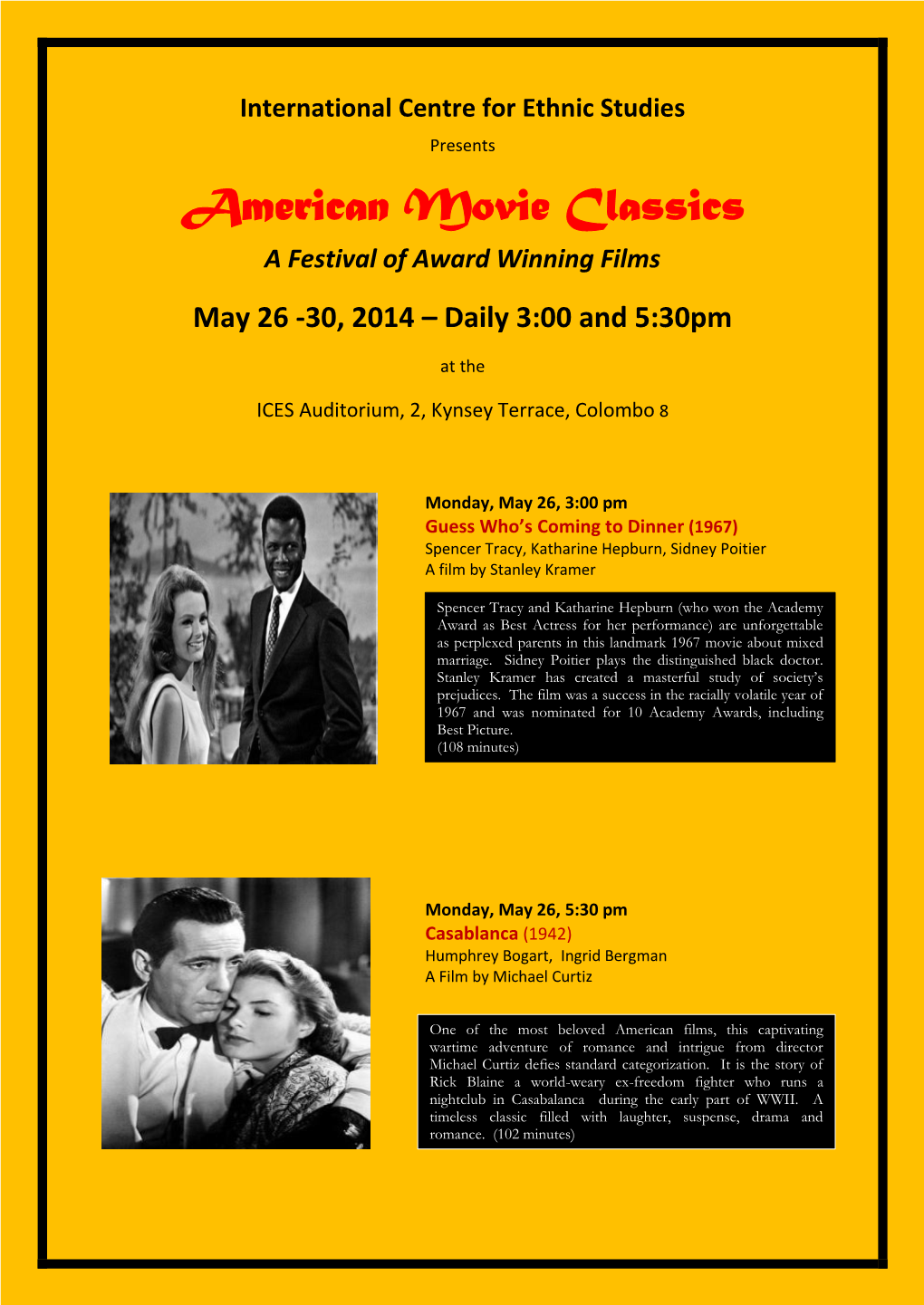 American Movie Classics a Festival of Award Winning Films