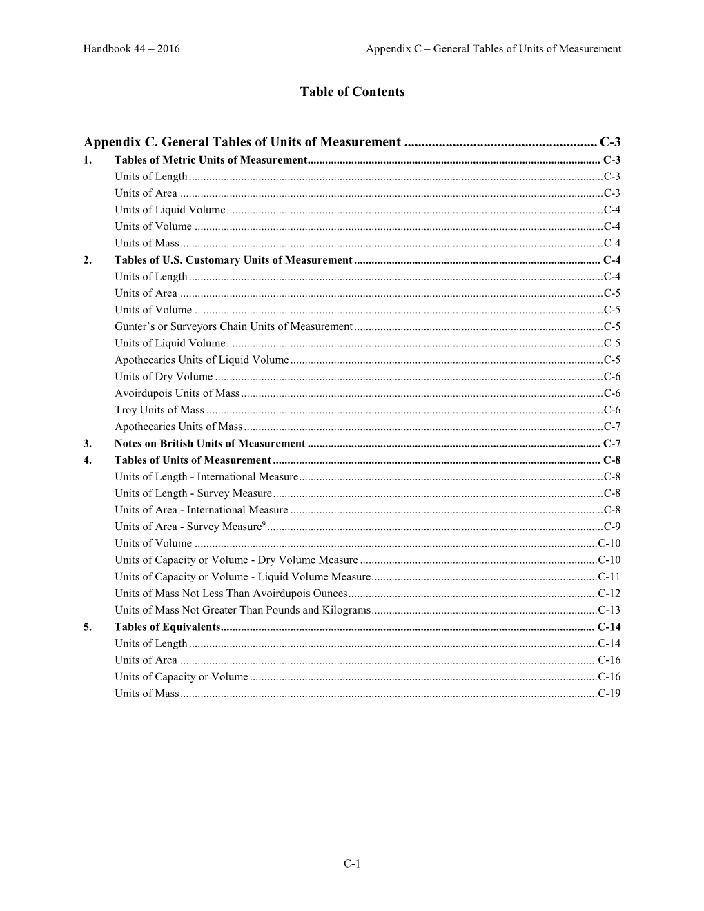 Appendix C. General Tables of Units of Measurement