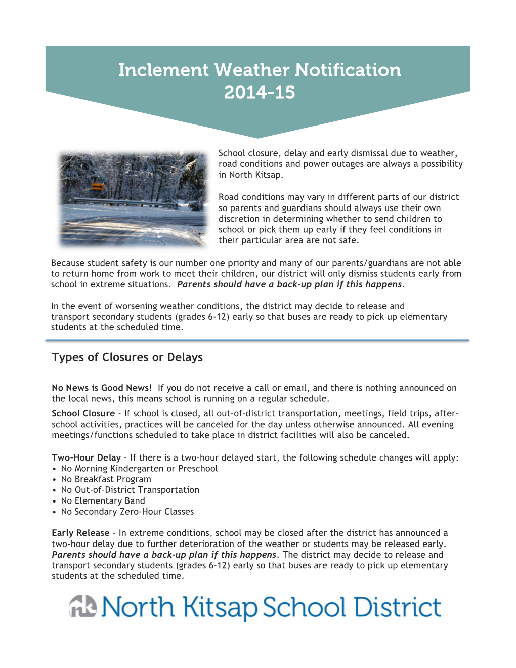 Inclement Weather Notification 2014-15