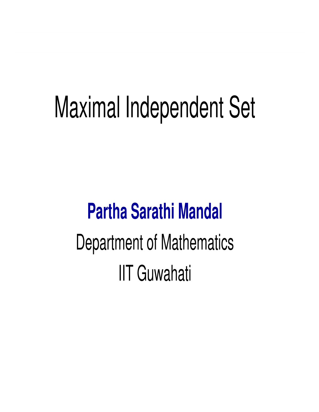 Maximal Independent Set