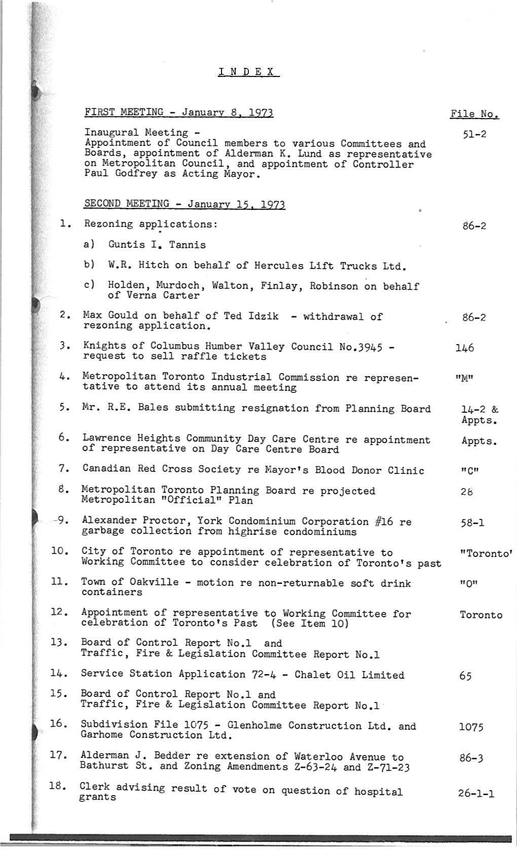 January 8, 1973 File No. Inaugural Meeting