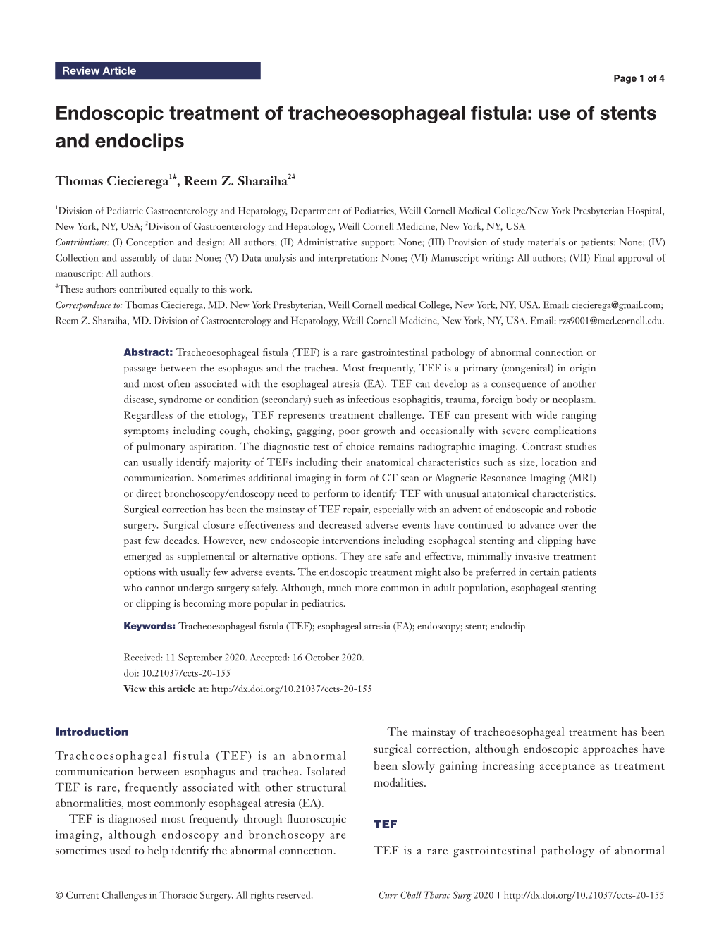 Endoscopic Treatment of Tracheoesophageal Fistula: Use of Stents and Endoclips