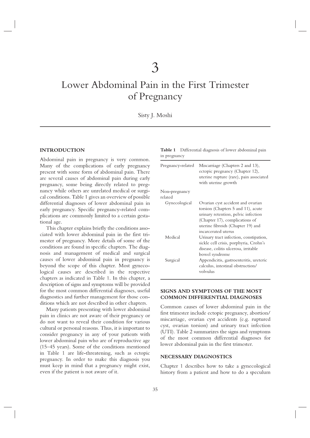 Lower Abdominal Pain in the First Trimester of Pregnancy