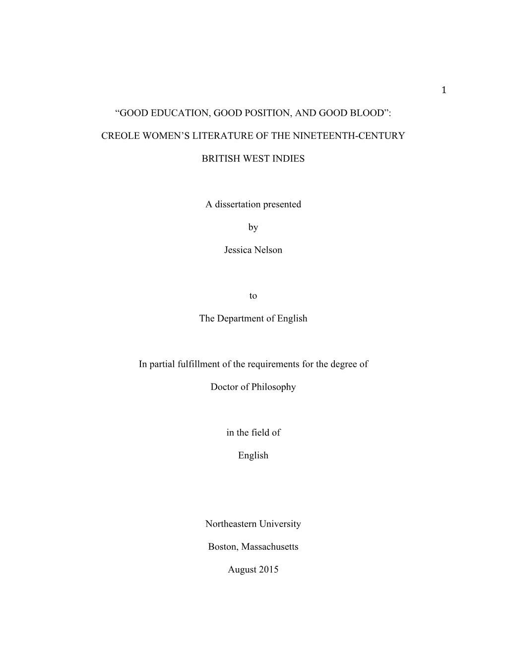 Creole Women's Literature of the Nineteenth-Century British West