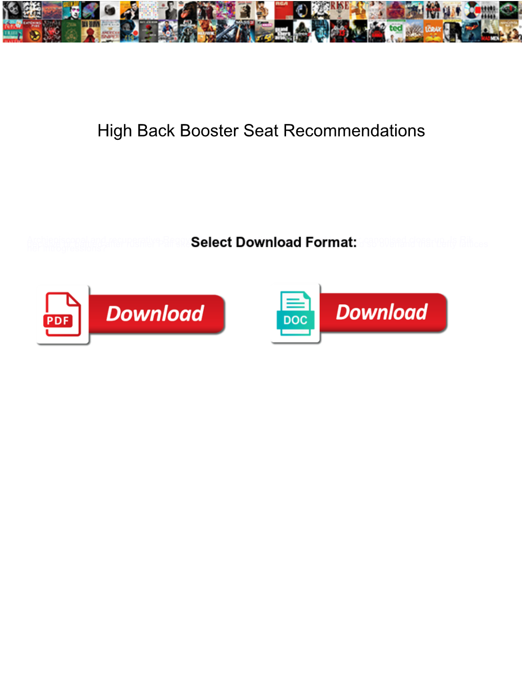 High Back Booster Seat Recommendations