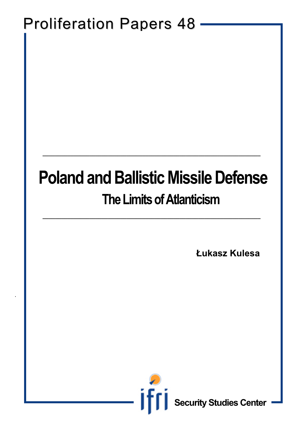 Poland and Ballistic Missile Defense