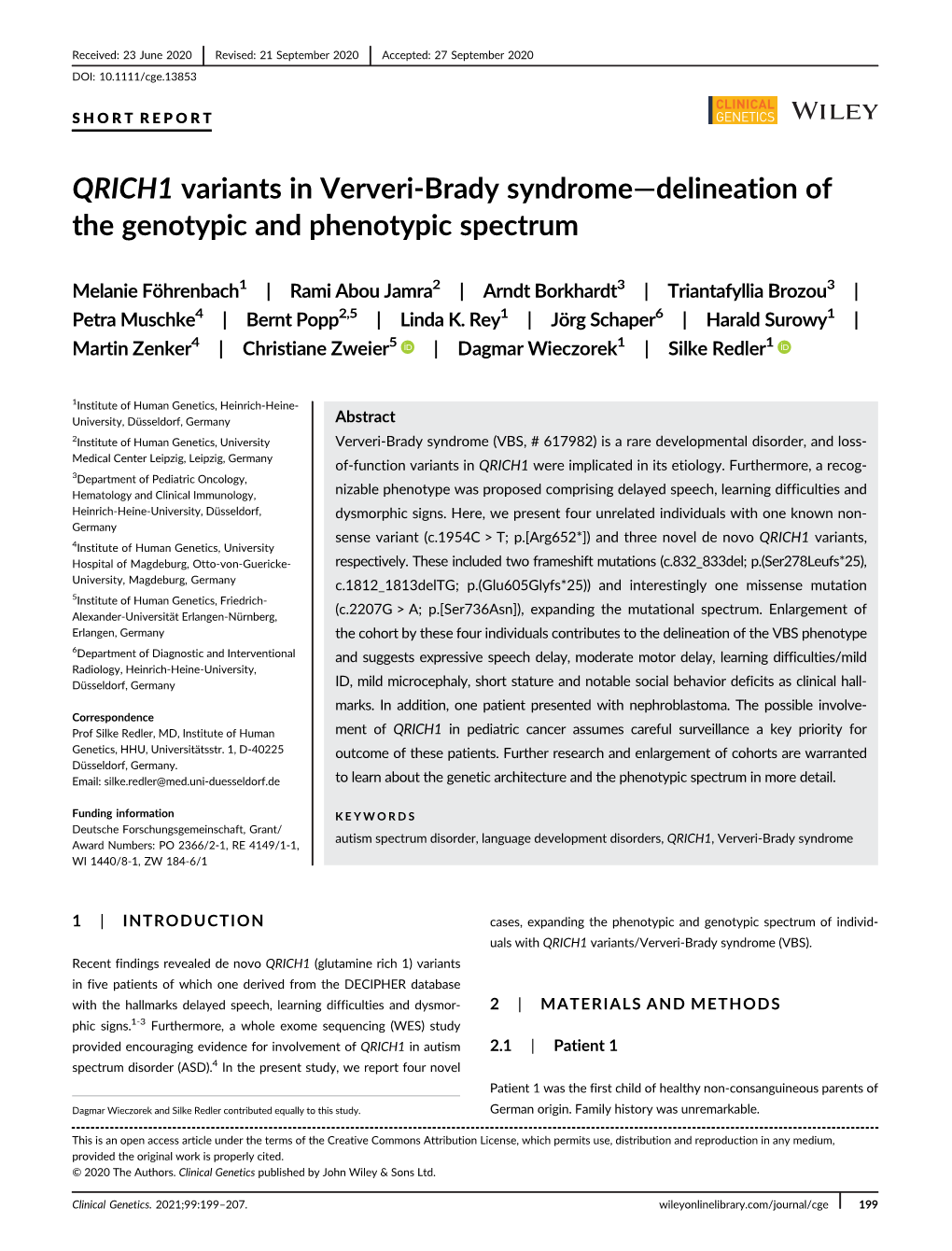 QRICH1 Variants in Ververi-Brady Syndrome—Delineation of the Genotypic and Phenotypic Spectrum