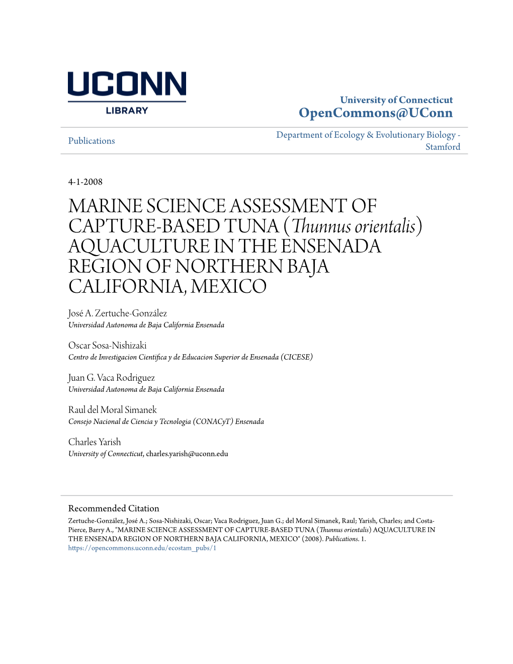 AQUACULTURE in the ENSENADA REGION of NORTHERN BAJA CALIFORNIA, MEXICO José A