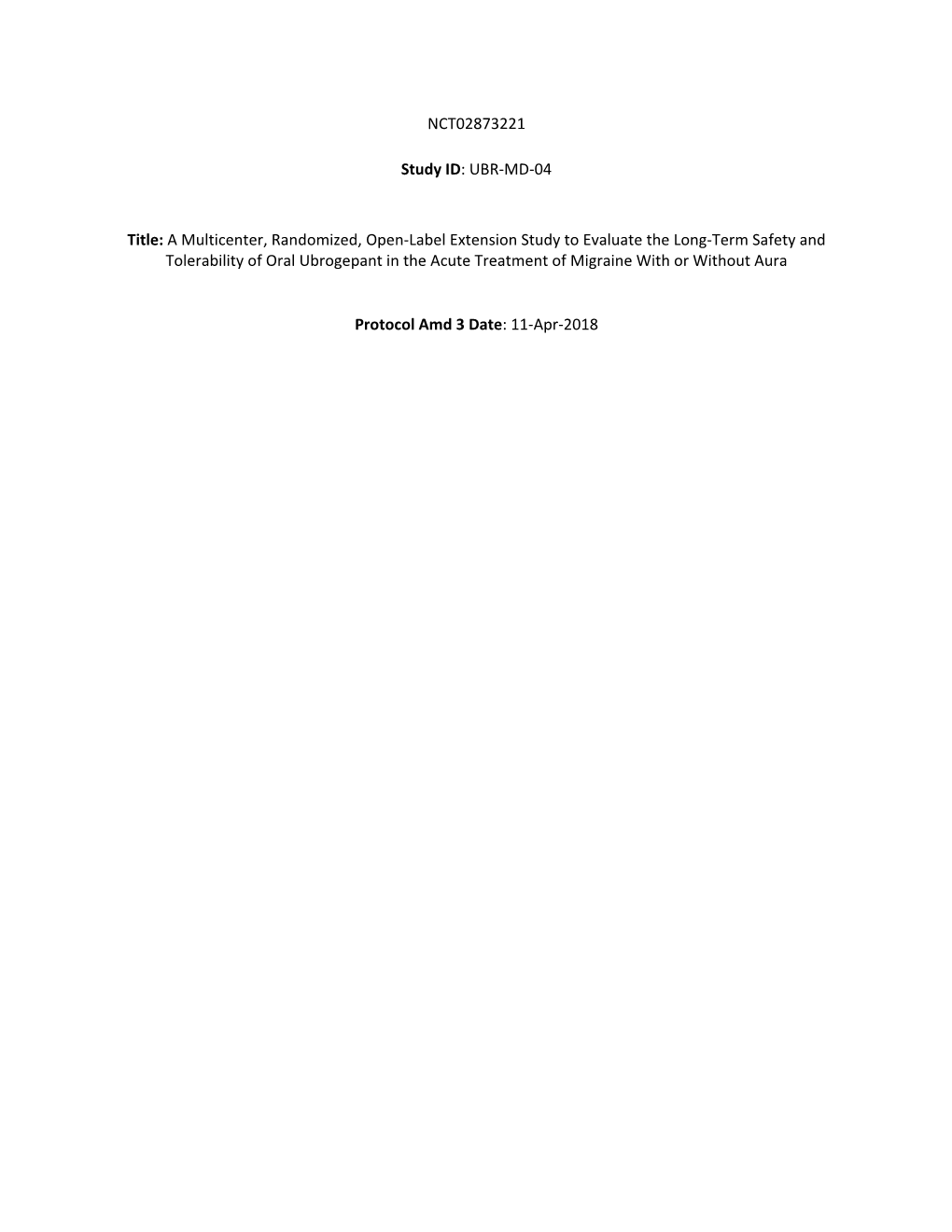 A Multicenter, Randomized, Open-Label Extension Study to Evaluate the Long-Term Safety and Tolerability of Oral Ubrogepant in Th