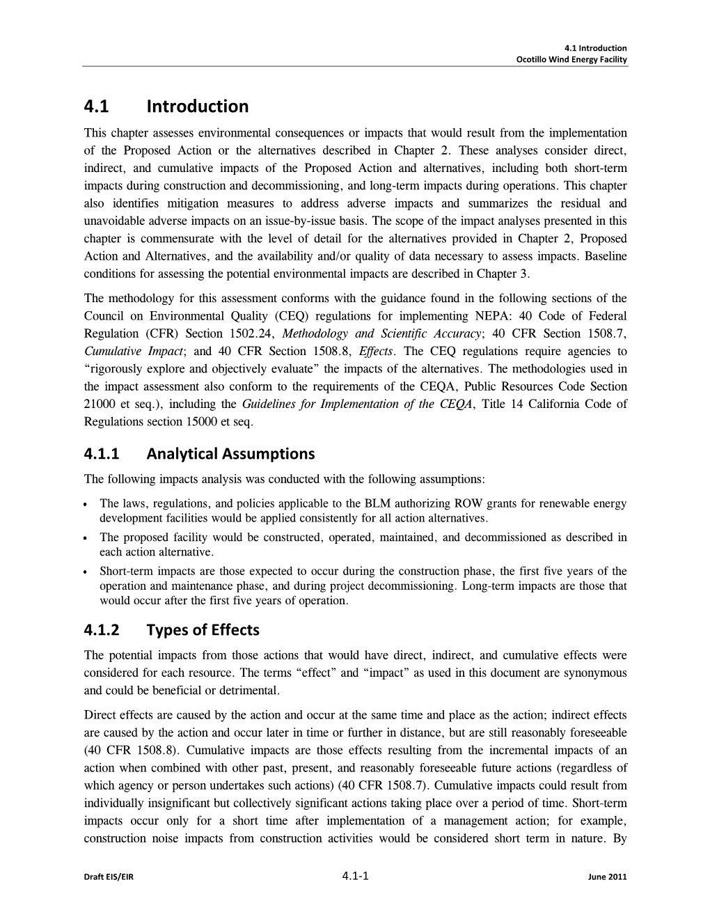 4.1 Introduction Ocotillo Wind Energy Facility